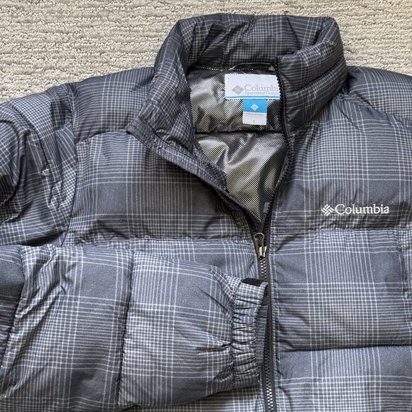 Columbia Jacket Mens Small Pike Lake Gray Plaid Lightweight Puffer Omni Heat - Picture 1 of 11